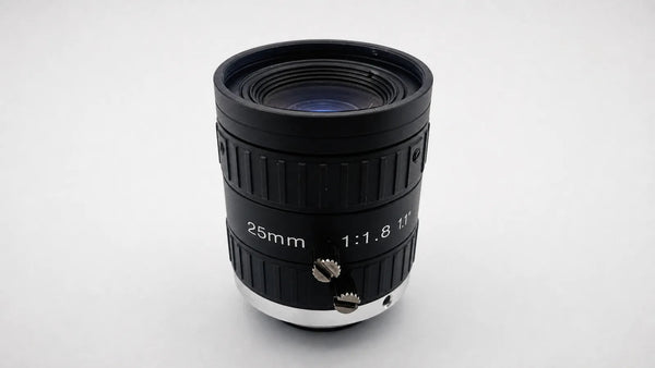 A C-mount lens whose multi-element design corrects the aberrations in machine vision optics