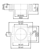 M12レンズマウント、間隔20mm、高さ10mm、PC