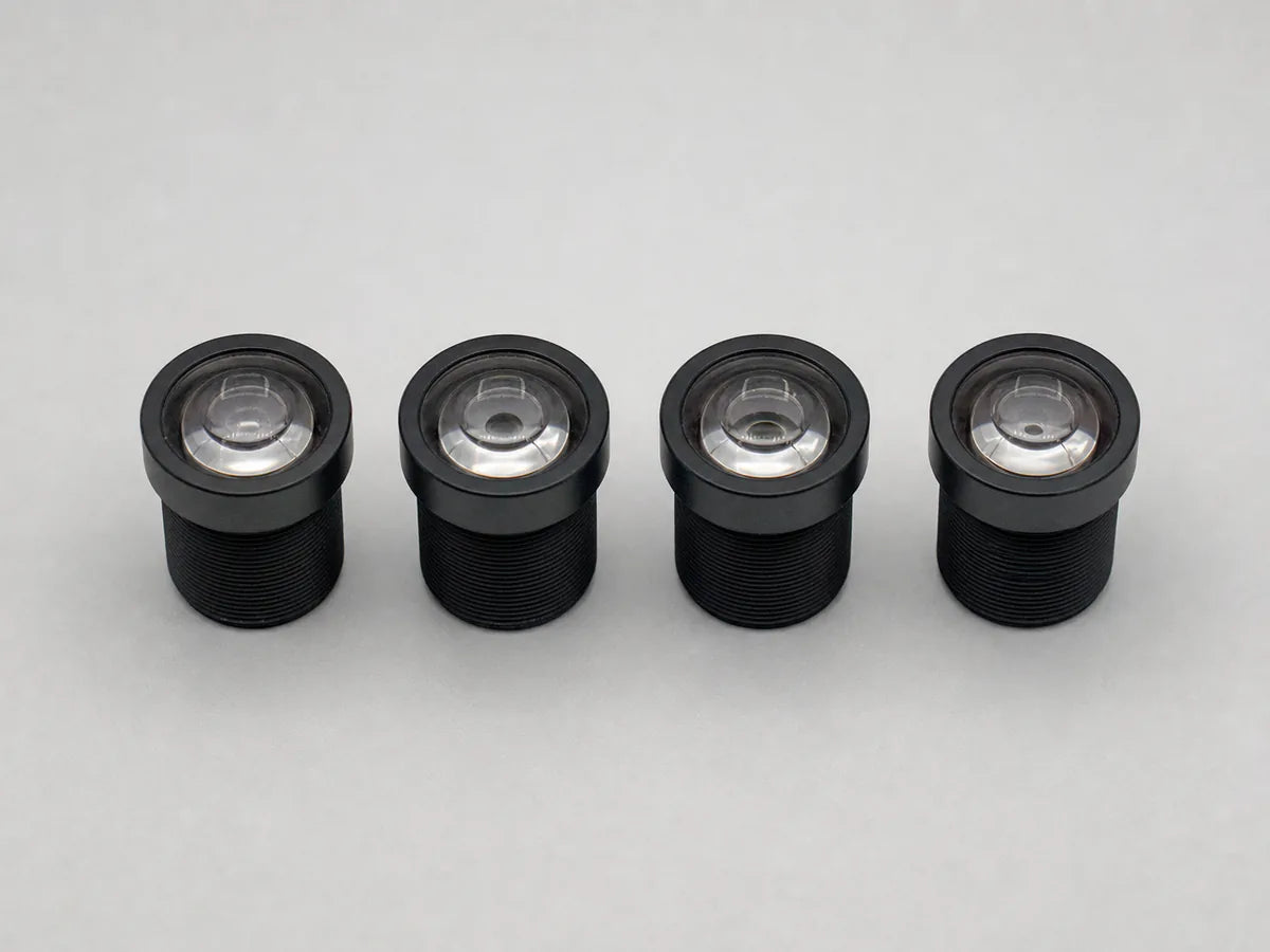 Four identical Commonlands M12 board lenses shipped as separate fixed-aperture variants