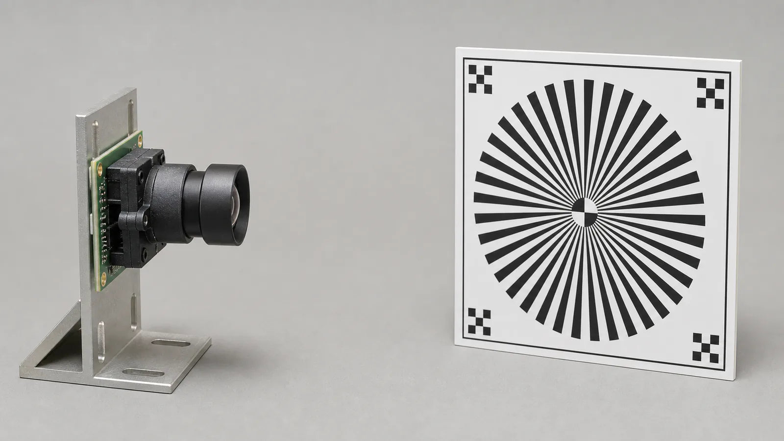 Commonlands M12 lens framing a rectangular target to show camera field of view at working distance