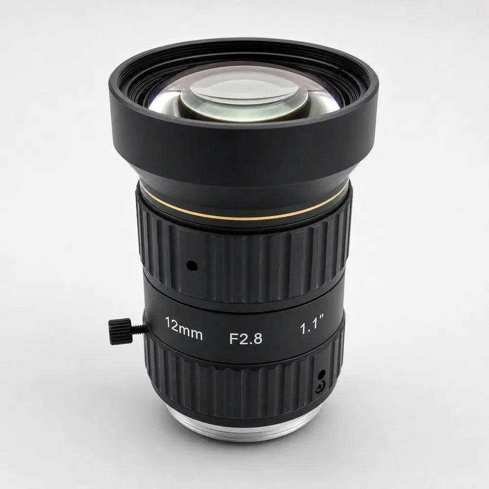 A day/night surveillance lens with its IR-cut filter visible at the rear