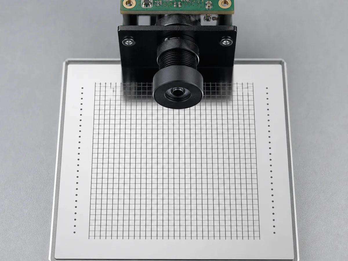 Calibration grid viewed through a Commonlands M12 lens with lines straight and evenly spaced