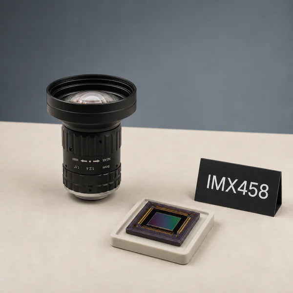 IMX458 image sensor with a recommended Commonlands lens and calculated field of view